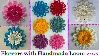 How to make loom flowers with handmade loom maker step by step  Easy loom flowersdiy [upl. by Mckeon]