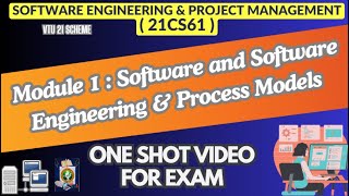 SEPM Module 1Important TopicsONE SHOT VIDEOSoftware Engineering ampProject Management 21CS61vtu [upl. by Spanjian]