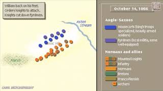 BATTLE OF HASTINGS ANIMATED DEMONSTRATION ON A MAP [upl. by Nana]