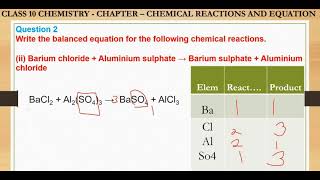 Al2SO43  3BaCl2→ 2AlCl3  3BaSO4  Barium chloride  Aluminium sulphate → Barium sulphate  Alumi [upl. by Netsew]