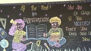 School blackboard decoration with chalkExamination for blackboard decoration ideas blackboard Art [upl. by Lynus]