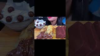 MUKBANG ASMR NUTELLA CREPES CHOCOLATE JELLY WHIPPED CREAM WITH MALTESERS EATING SOUNDS [upl. by Jews]