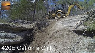 Cat 420E Backhoe Digging on a Cliff [upl. by Airod812]