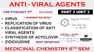 Anti viral agents  Part 3 Unit 3  Medicinal Chemistry 3  Pharmacology 3 [upl. by Linnie360]