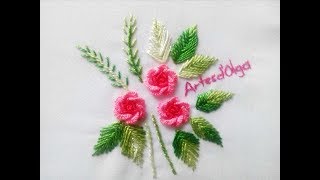 Hand Embroidery Brazilian Embroidery Roses Tutorial  Rosas en Bordado Brasileño  Bordado a mano [upl. by Aztiray956]