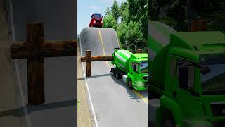 School Bus amp Mix Color Trucks VS Log Trap  BeamNGDrive [upl. by Marsh198]