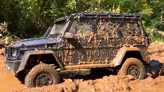 DEEP MUD BOG almost claims a BRABUS MERC 4x4 16 scale Trail Truck  RC ADVENTURES [upl. by Derej]