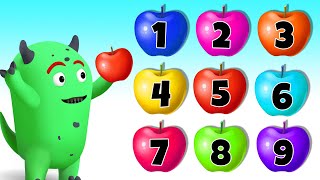 Monday The Monster Learning Numbers with Apples  ABC Learning Club [upl. by Imac505]