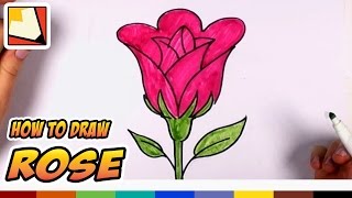 How to Draw a Rose Easy  Open Rose Art Tutorial  Easy Art for Kids  CC [upl. by Girardi739]