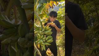 The boy hungry and eat banana 🤯 mini wood toy woodworking art skill wood  hand crafts shorts [upl. by Mcnally]