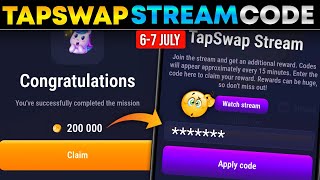 tapswap stream code today  tapswap live stream code  free 10m coins tapswap [upl. by Ahsinal]