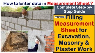 how to prepare Measurement sheet for buildingMeasurement sheet for buildingMB for PlasterMasonry [upl. by Grail570]