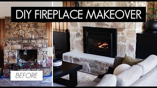 Stone Fireplace Makeover  DIY Overgrouted Fireplace  Living Room Ep 02 [upl. by Siocnarf]