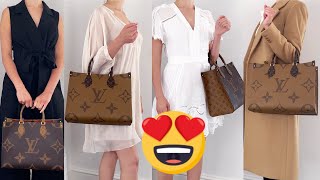 Louis Vuitton OnTheGo MM Tote Bag OUTFITS amp REVIEW 😍  Giant Monogram  How to Style 💯 [upl. by Walford]