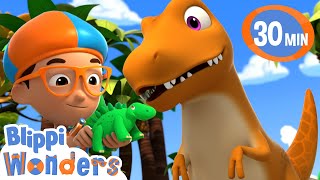 Blippi Wonders  Blippi Meets A Dinosaur  More  Blippi Animated Series  Kids Cartoon [upl. by Ainuj]