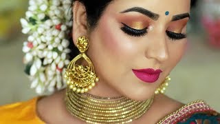 TRADITIONAL INDIAN WEDDING GUEST MAKEUP TUTORIAL  Sunset Halo Smokey Eye [upl. by Carolin]