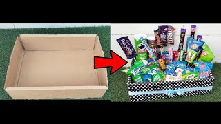 DIY Gift Basket Tutorial  Snack Bouquet  DIY Hamper Recycling of Cardboard [upl. by Lehcyar]