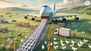 How American farmers raise millions of chickens and process chicken meat  Sustainable Farming [upl. by Rehpinej]