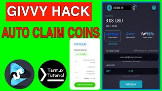 Givvy Video App Earn Unlimited Coins Via Termux  Earn Money Online [upl. by Gnues178]