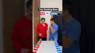 Cup Stacking Race Dad Vs Carson carsoncurran carsonhockey trickshots [upl. by Reginald]