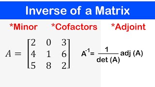 🔷08  Inverse of 2x2 and 3x3 Matrices  Minors Cofactors and Adjoint of a Matrix [upl. by Raimes]