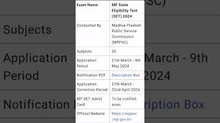 Dont Miss Out MP SET Recruitment 2024 Updates [upl. by Kohler156]