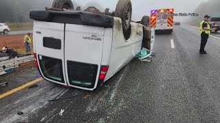 State police investigate rollover crash on I295 in Freeport [upl. by Ayet]