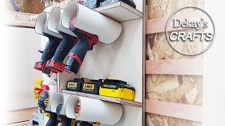 목공 드릴 공구 거치대 파이프로 만들기  Power tools Station on Tools wall woodworking [upl. by Loriner680]