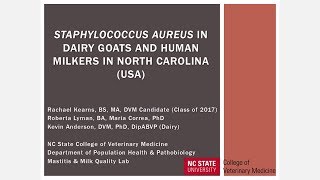 Staphylococcus aureus in Dairy Goats and Human Milkers [upl. by Champagne681]