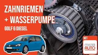 Zahnriemenwechsel mit Wasserpumpe Golf 6 16 TDI 🚗 [upl. by Aihcats]