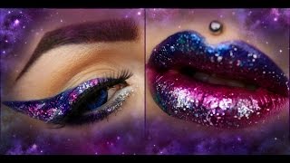 LEARN THE TRICK EASY GALAXY Eye amp Lip Art Tutorial [upl. by Llertac349]