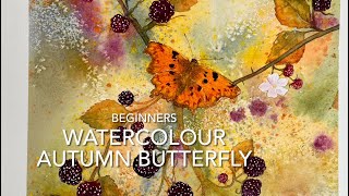 Beginners WATERCOLOR AUTUMN BERRIES PAINTING Loose Watercolour PAINTING Technique Tutorial Landscape [upl. by Diver]