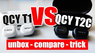 QCY T1 vs T2C  Unboxing amp Quick Comparison  Volume Control amp Popup Trick [upl. by Alistair]