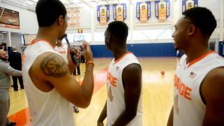 Syracuse basketball Michael Gbinije takes the mic on media day [upl. by Eneleuqcaj]