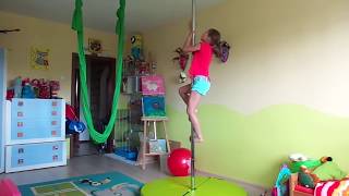 Pole Dance for beginners Learning Basic Pole Dancing Moves  hanging upside down [upl. by Mchail]