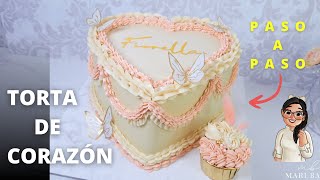 torta de corazon vintage  decoración con buttercream de chantilly [upl. by Olegnaed]