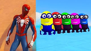 GTA 5 Epic Ragdolls RED SPIDERMAN VS RED MINION VS GREEN MINION Euphoria Physics amp Funny Fails [upl. by Eastman320]