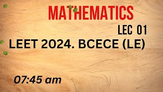 Engg Mathematics ll Lecture 01 ll BCECE LE ll 232024 ll 8603276737 ll 8797286737 [upl. by Yrrehs]