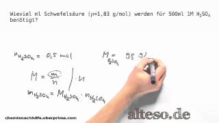 Stöchiometrie  Stoffmenge und Volumen berechnen  Schwefelsäure [upl. by Isobel]