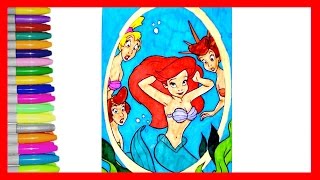 Disney Little Mermaid Ariel coloring pageHow to color Disney Ariel movie scene [upl. by Yve]