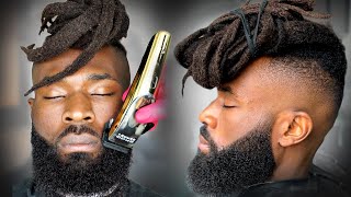 HOW TO CREATE AN AMAZING LOOK WITH LOCS AND A DROP FADE amp BEARD RAZOR SHAPE UP  BARBER TUTORIAL [upl. by Ashbaugh274]