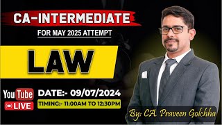 CAIntermediate May 2025  Corporate amp Other Laws Class 1  By  CA Praveen Golchha [upl. by Cerelly248]