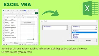 349 Volle Synchronisation  zwei voneinander abhängige Dropdowns in einer Userform programmieren [upl. by Cheri]