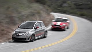 Fiat Abarth vs Mini Cooper S on Twisty Road [upl. by Crooks]