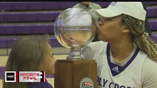 Holy Cross Womens basketball team celebrates their Patriot League Championship and trip to NCAA Tou [upl. by Atnomed130]