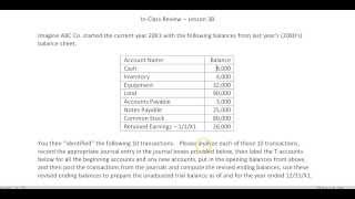 Journal Entries Posting amp Trial Balance  In Class Review Lesson 3B Solution Video [upl. by Bidle]