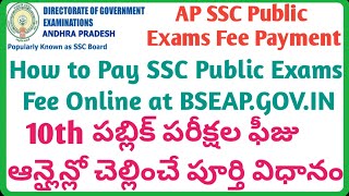 How to Pay SSC Public Exam Fee Online at BSEAPGOVIN [upl. by Neilson]