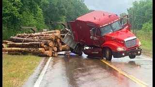 GIANT LOGGING TRUCKS amp HEAVY EQUIPMENT CRASHES DRIVING SKILLS OFF ROAD amp FAILS CROSSING RIVER [upl. by Thilde201]