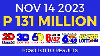 Lotto Result November 14 2023 9pm PCSO [upl. by Griffin851]