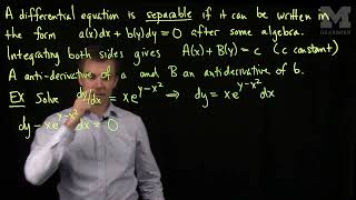 Separable Differential Equations [upl. by Tarsuss]